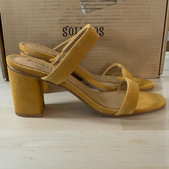 Soludos Ines Marigolds Heeled Sandals NIB Suede Open Toe Slip On Sandals Size 8 - Picture 4 of 9